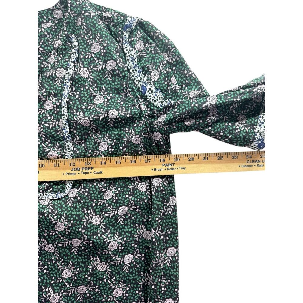 J.Crew x Liberty Fabric Ruffle Sleeve Blouse Womens S Floral Green Preppy - Picture 5 of 11